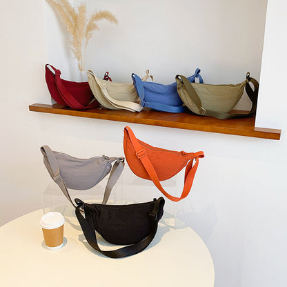 Simple Casual Solid Color Nylon Crossbody Bag