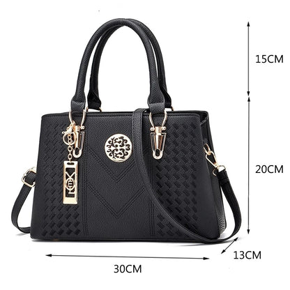 Women Elegant Pendant Decoration Zipper Design Solid Color Large Capacity PU Shoulder Bag