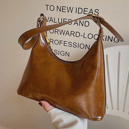 Women Fashion Simple Solid Color Baguette Shoulder Bag