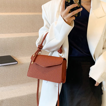 Fashionable Simple Solid Color Flip Shoulder Bag