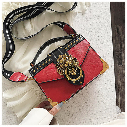 Women Fashion Studded Vintage Wide Strap Crossbody Handbag