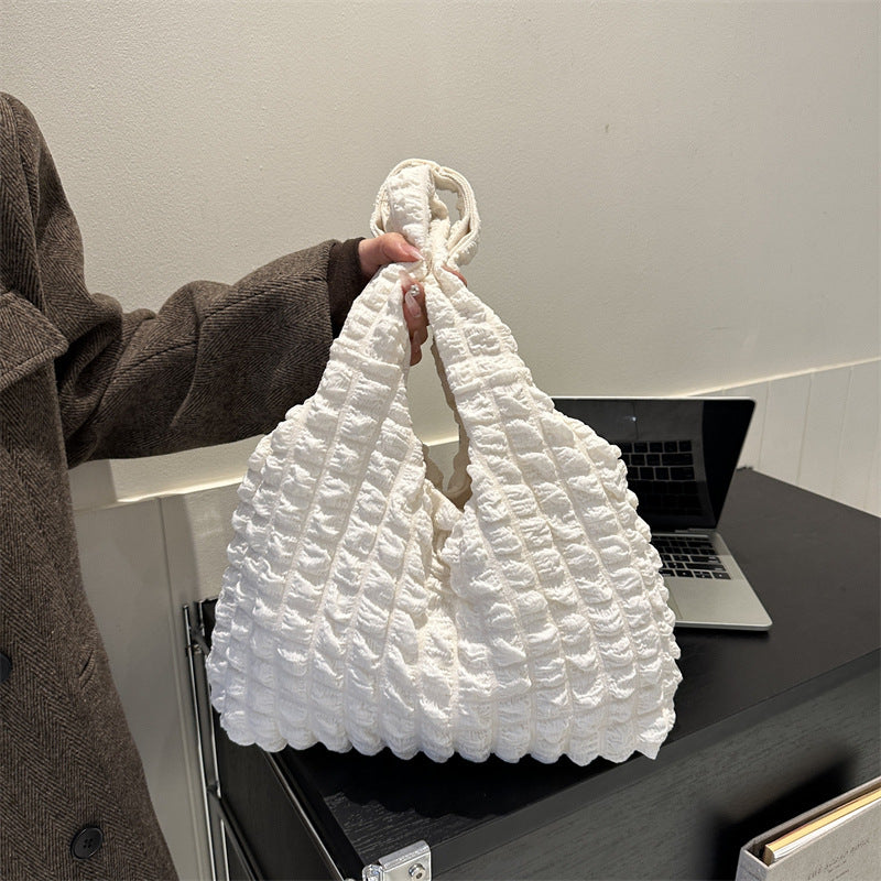 Sac fourre-tout plissé décontracté de grande capacité pour femme 