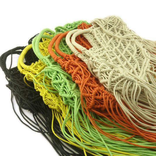 Wax Rope Hand Woven Bag Tassel Ladies Handbag Casual Bag