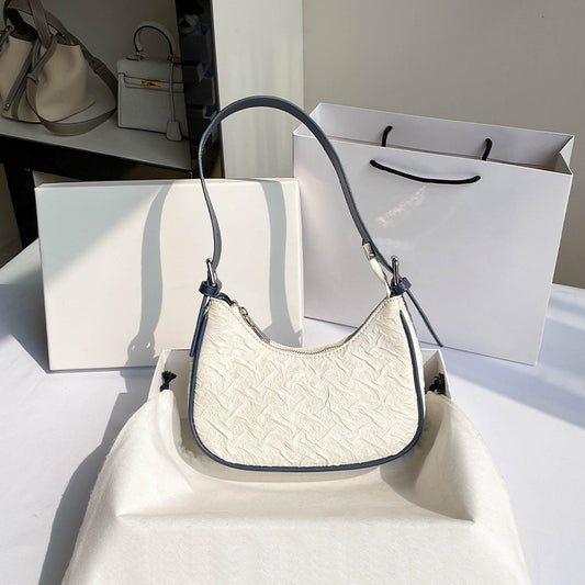 Sac à bandoulière froissé de couleur unie pour femme