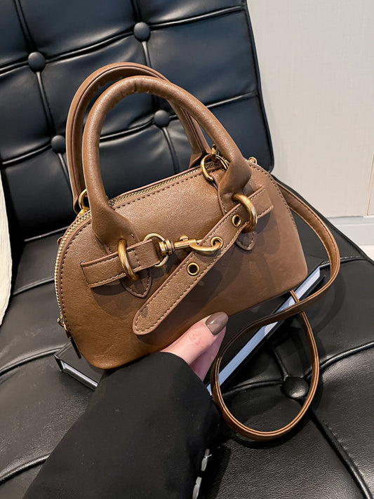 Women Fashion Casual Solid Color Lock Shoulder Bag