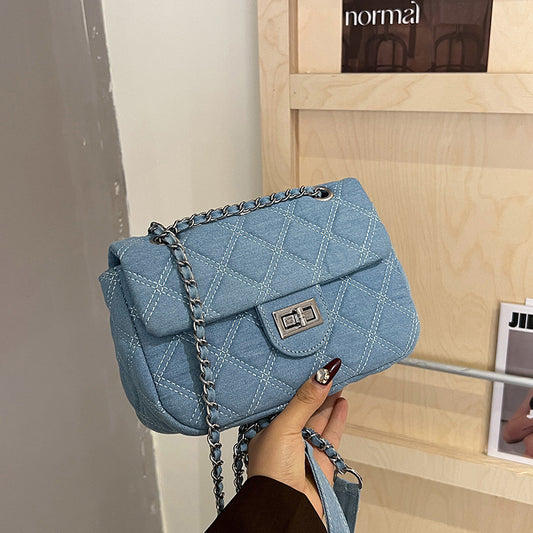Sac à bandoulière en jean simple et tendance avec chaîne 