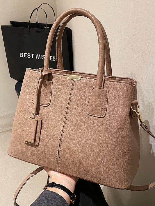 Sac à main décontracté de grande capacité pour femme, couleur unie 