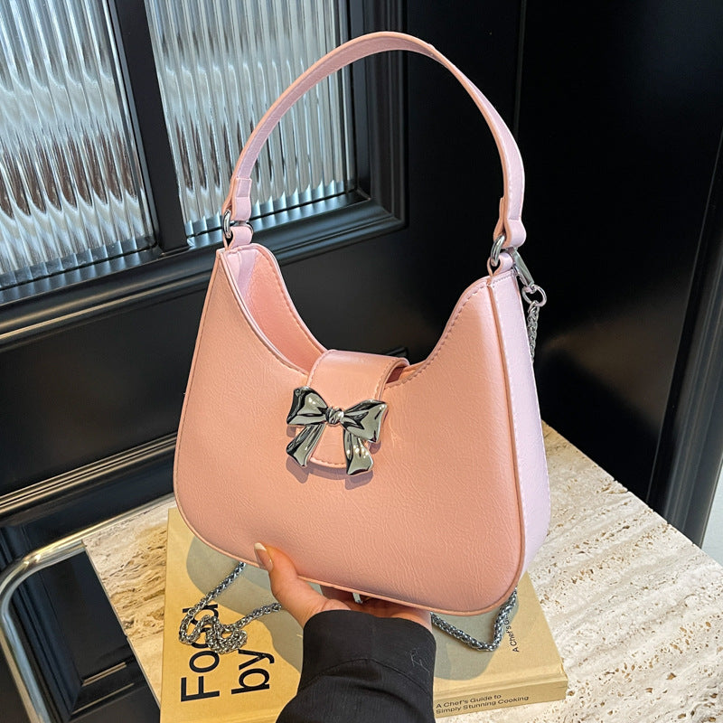 Sac à bandoulière tendance pour femme avec nœud et poignée en chaîne 