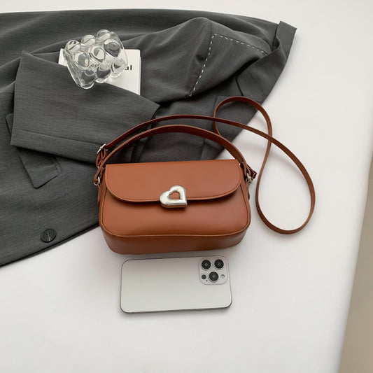 Sac à bandoulière simple et tendance pour femme, couleur unie, motif cadenas 