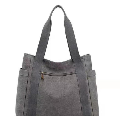 Women Casual Solid Color Large Capacity Clutch One Shoulder Tote Canvas Bag