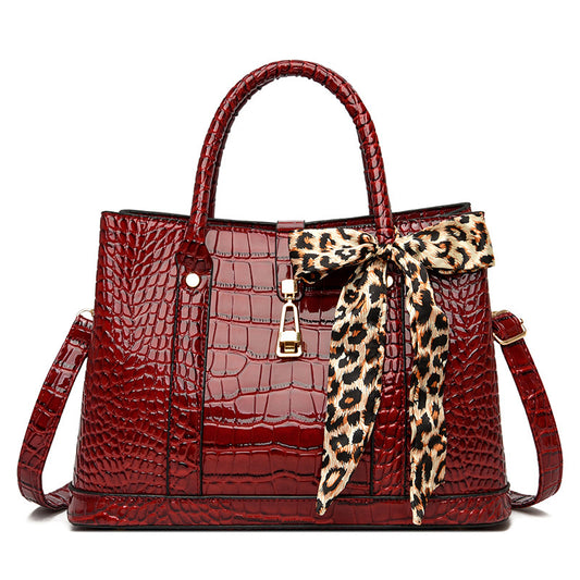3 In 1 Women Fashion Crocodile Solid PU Tote Bag Three-Piece Set
