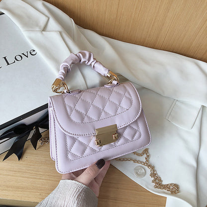 Women Fashion Solid Color Rhomboid Flap Square Chain Crossbody Bag