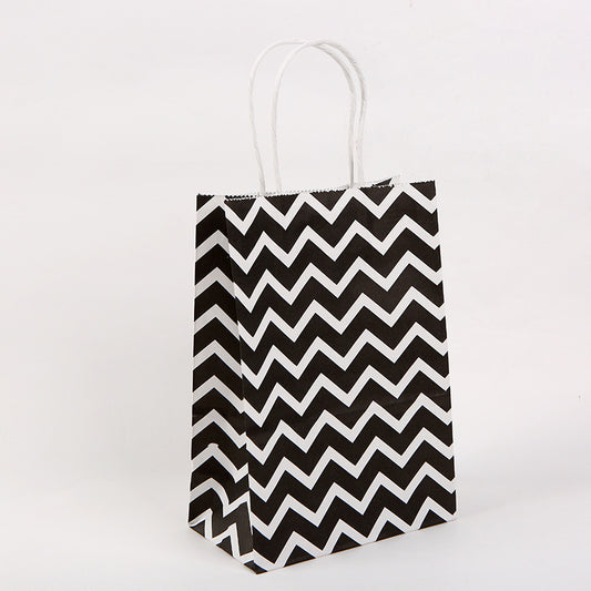 Kraft Paper Wavy Print Shopping Tote Packaging Bag