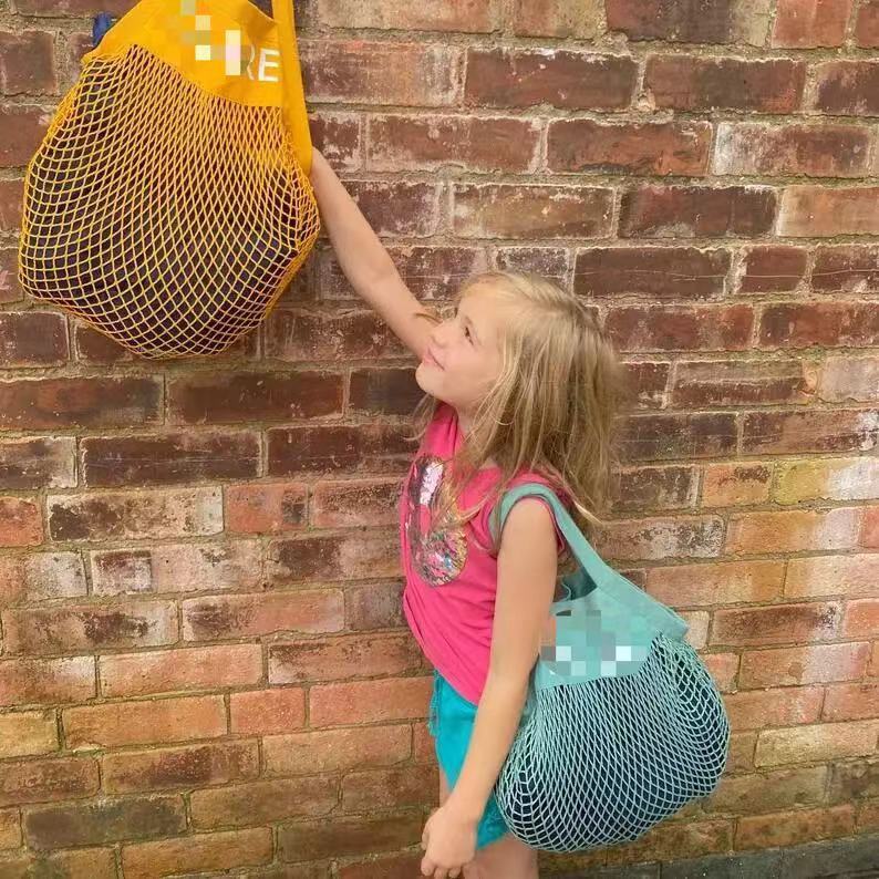 Fashion Solid Color Knitted Large Capacity Shopping Net Bag Beach Bag