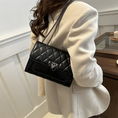 Sac à bandoulière carré vintage avec chaîne en diamant 