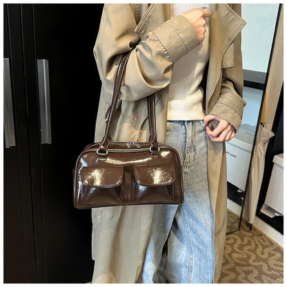 Sac à bandoulière décontracté rétro pour femme avec poches de grande capacité 