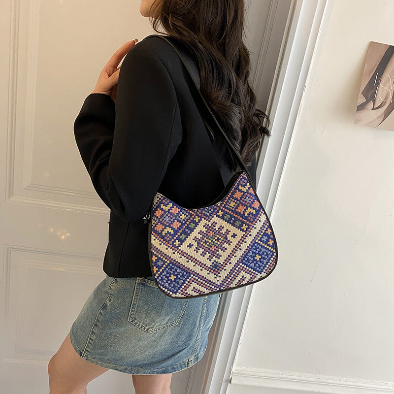 Women Fashion Casual Large Capacity Geometric Printed Shoulder Bag