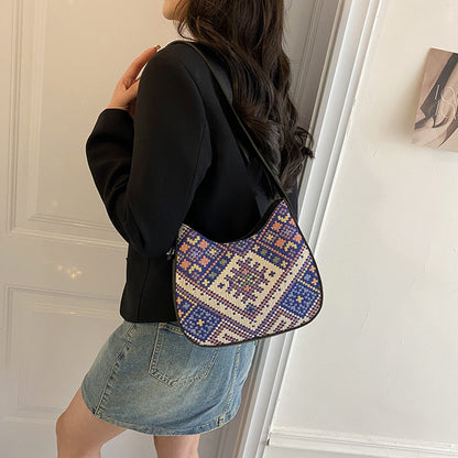 Women Fashion Casual Large Capacity Geometric Printed Shoulder Bag