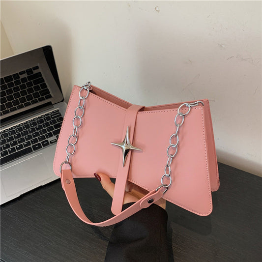 Sac à bandoulière tendance à chaîne de couleur unie 