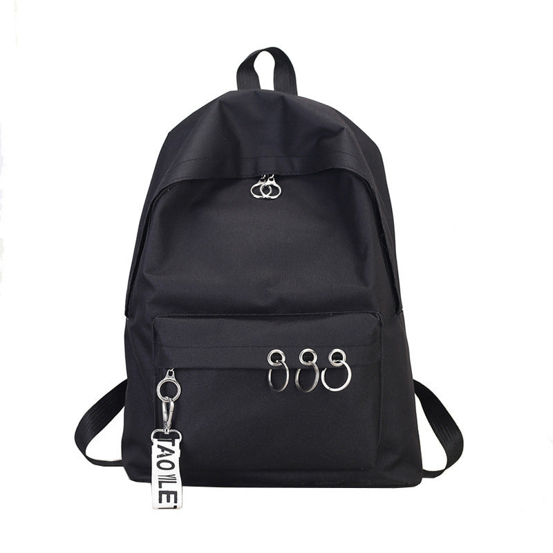 Women Casual Zipper Design Solid Color Letter Pattern Canvas Backpack