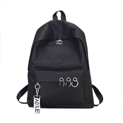 Women Casual Zipper Design Solid Color Letter Pattern Canvas Backpack
