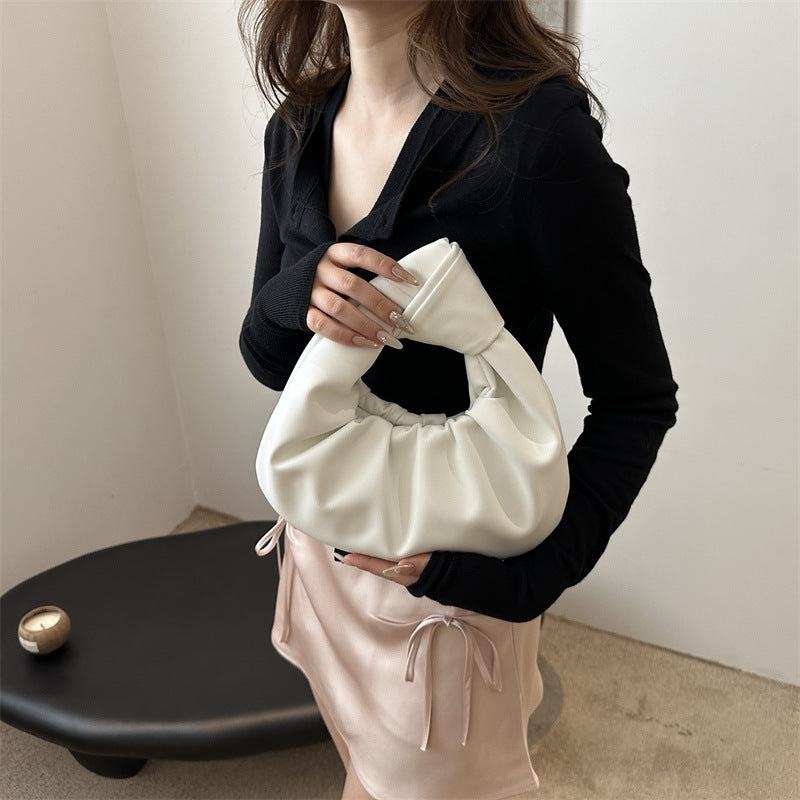 Sac à main plissé simple et tendance pour femme, couleur unie 