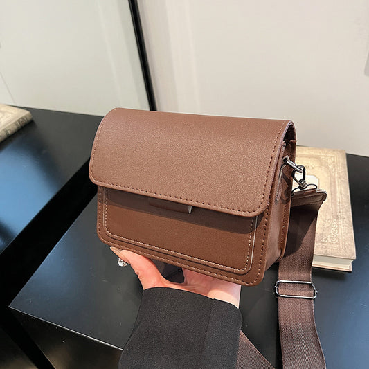 Women Fashion Casual Solid Color Wide Strap Square Crossbody Bag