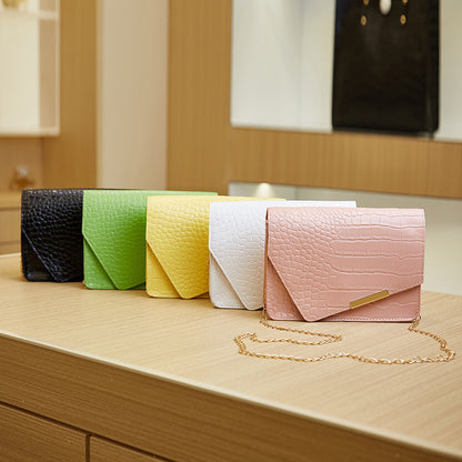 Women Fashion Solid Color PU Flap Square Chain Crossbody Bag