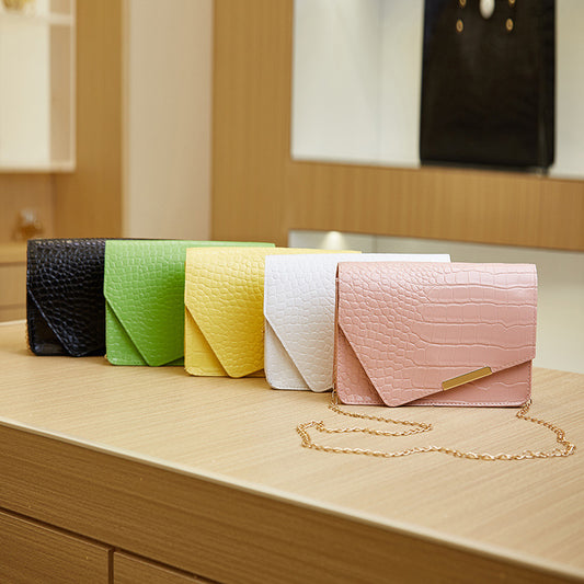 Women Fashion Solid Color PU Flap Square Chain Crossbody Bag