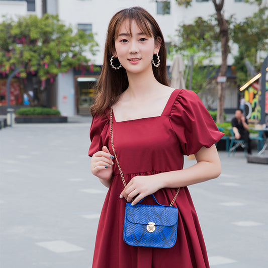 Women Fashion Snake Pattern Vintage Messenger Mini Bag