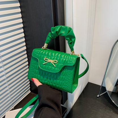 Sac à bandoulière carré tendance à motif pierre de couleur unie 