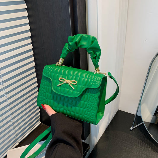 Sac à bandoulière carré tendance à motif pierre de couleur unie 