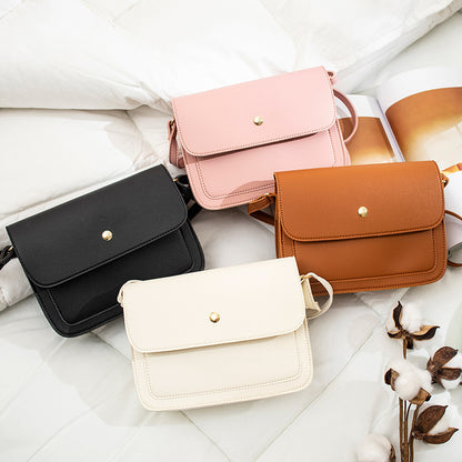 Women Casual Basic Flap Buckle Design Solid Color PU Crossbody Bag