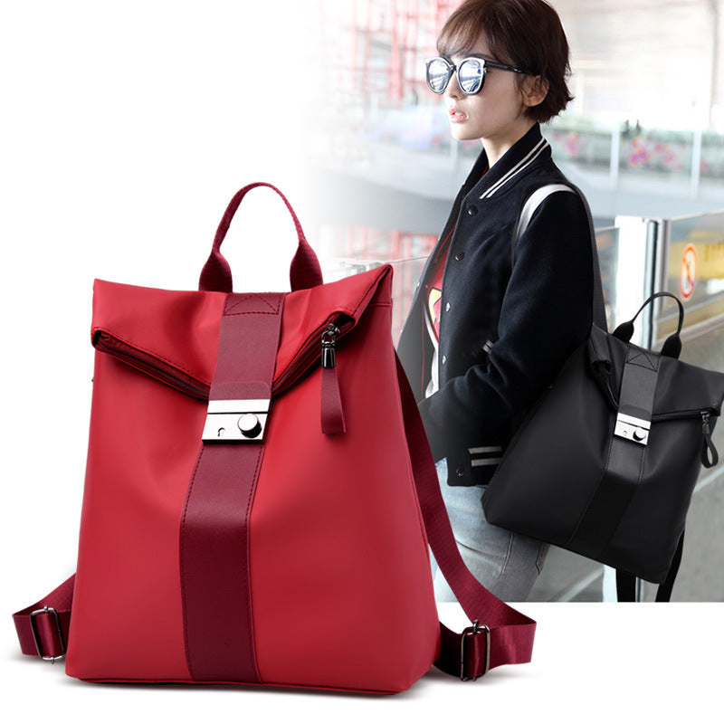 Waterproof Oxford Cloth Women Casual Design Color Blocking Large Capacity Backpack