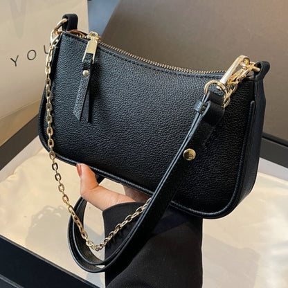 Sac à bandoulière carré à fermeture éclair et motif litchi pour femme