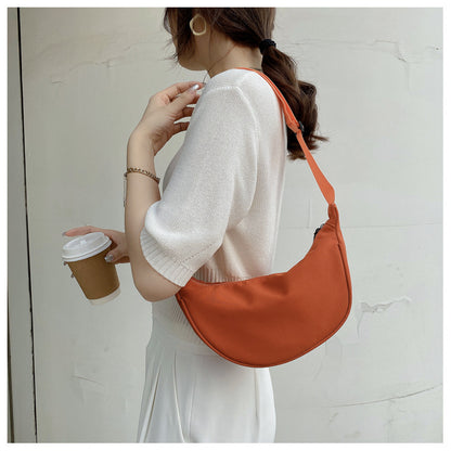 Women Fashion Casual Solid Color Canvas Zipper One Shoulder Crossbody Bag