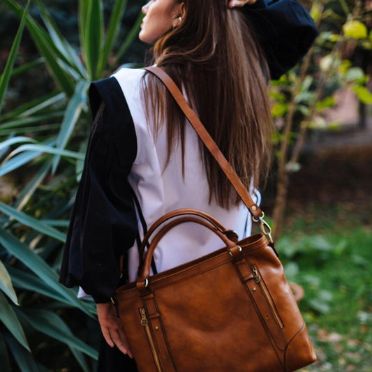 Oil Wax Leather Pattern Women Vintage Design Large Capacity Shoulder Handle Bag