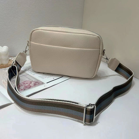 Women Fashion Solid Color PU Square Zipper Crossbody Bag