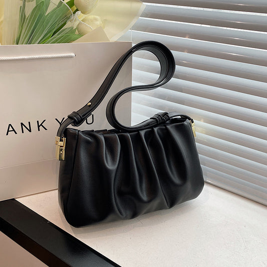 Sac à main plissé tendance de couleur unie avec nuages 