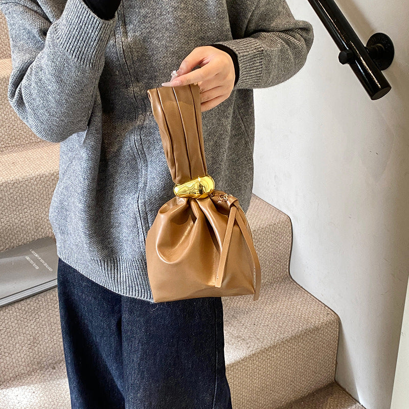 Sac seau plissé rétro créatif 