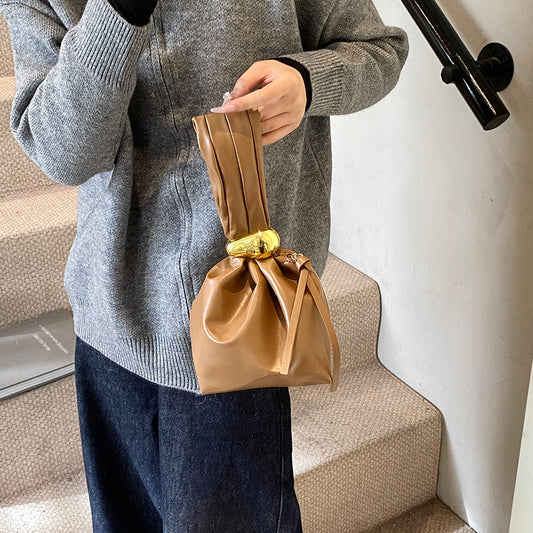 Sac seau plissé rétro créatif 