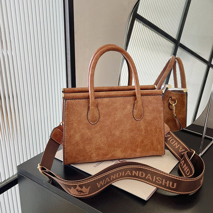 Women Vintage Oily Leather Large-Capacity Handbag