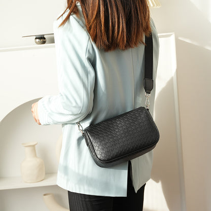 Women Fashion Casual Solid Color Rectangle Wide Strap Crossbody Bag