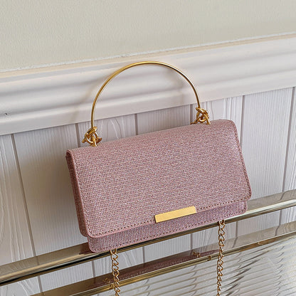 Sac à bandoulière carré à rabat fin et chaîne pour femme, tendance été 