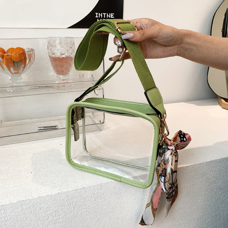 Women'S Fashion Transparent Clear Wide Strap Crossbody Bag