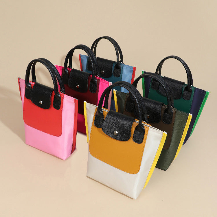 Women Fashion Casual Nylon Colorblock Large Capacity Handbag