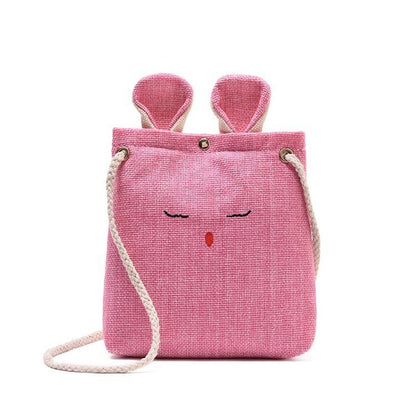 Women Cute Rabbit Shape Design Linen Crossbody Bag
