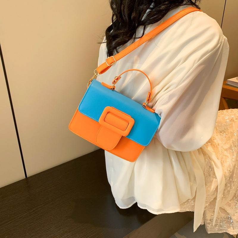 Sac à bandoulière carré à rabat contrasté tendance 