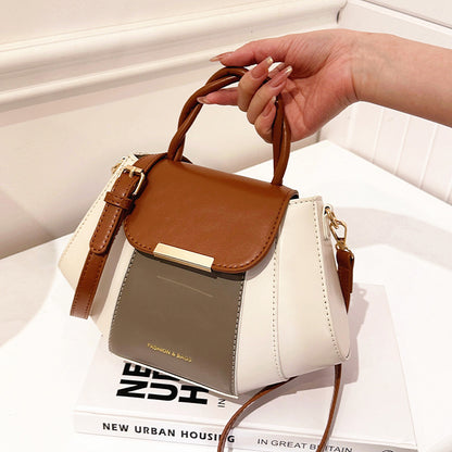 Women Fashion Casual Contrast Color Square Handbag