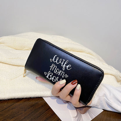 Women Fashion Letter Printing Zipper Coin Purse